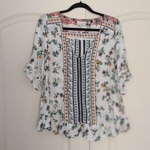 Lucky Brand 3/4 sleeve floral blouse